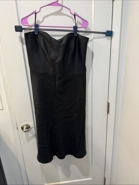 Ann Taylor Black Strapless Midi Dress